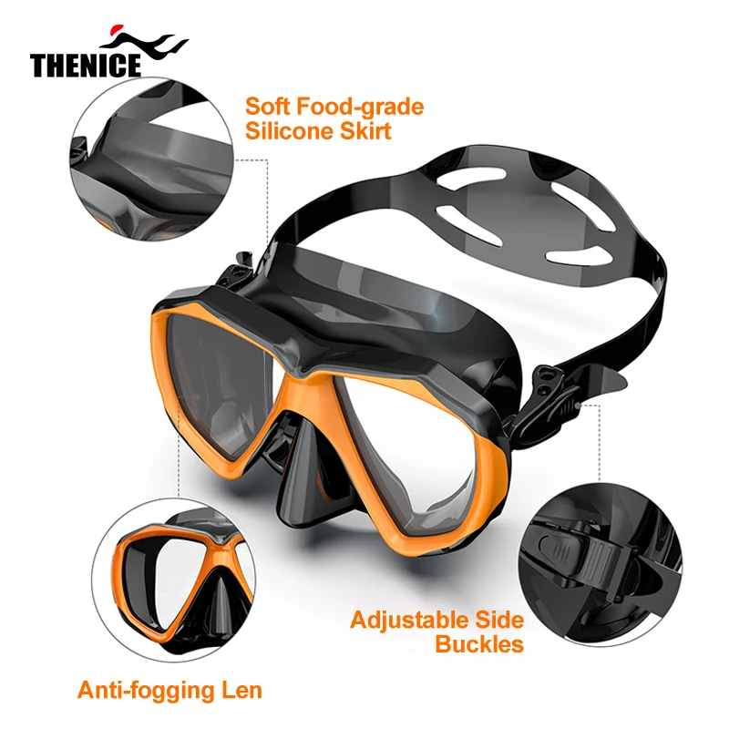 masque de plongée professionnel pour plongée en apnée, imperméable, anti buée, protection du nez, lunettes intégrées avec cadre intégral masque de plongée professionnel pour plongée en apnée, imperméable, anti buée, protection du nez, lunettes intégrées avec cadre intégral