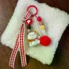 porte clés en forme de boule de fourrure rouge, chat porte bonheur, mignon et amusant, pendentif, chaîne de téléphone, sac, ornement suspendu, sac à dos, breloques, accessoire cadeau