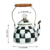 bouilloire à thé en émail de 2.5 litres, théière vintage émaillée, cuisinière pour eau, café, théière, décoration de cuisine à domicile avec poignée