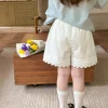 short décontracté en dentelle blanche pour femmes, taille haute, jambes larges, pantalon de plage, ample, bas fin, pour la maison