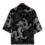 Kimono japonais pour hommes et femmes, chemise imprimée Dragon démon, vêtements Cardigan Harajuku pour hommes et femmes, Kimono traditionnel Haori