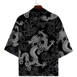 Kimono japonais pour hommes et femmes, chemise imprimée Dragon démon, vêtements Cardigan Harajuku pour hommes et femmes, Kimono traditionnel Haori
