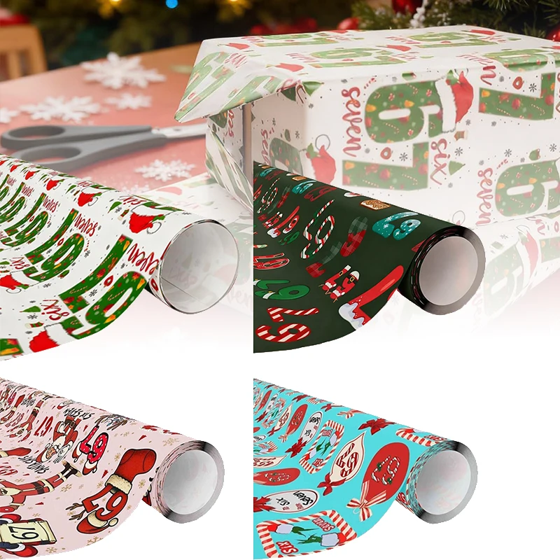 Papier d’emballage de noël drôle, emballage cadeau de noël Kraft pour enfants, emballage cadeau festif du nouvel an, papier de décoration Papier d’emballage de noël drôle, emballage cadeau de noël Kraft pour enfants, emballage cadeau festif du nouvel an, papier de décoration