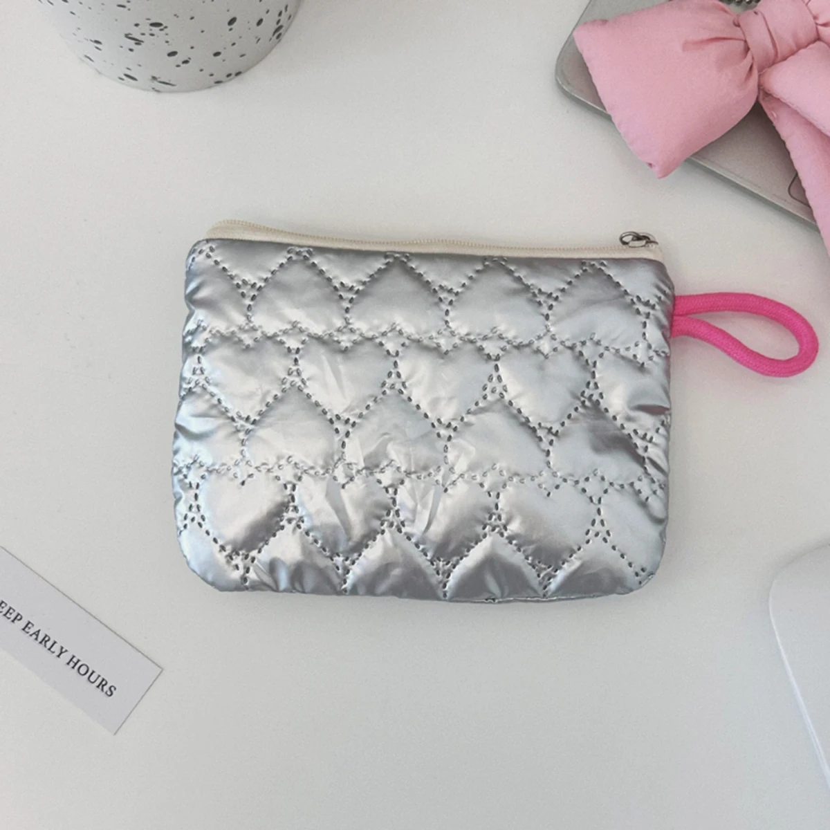 argent lingge bow motif porte monnaie petite toile porte monnaie dame filles écouteur pièce de monnaie clé argent sac de rangement pochette à fermeture éclair 2025 argent lingge bow motif porte monnaie petite toile porte monnaie dame filles écouteur pièce de monnaie clé argent sac de rangement pochette à fermeture éclair 2025