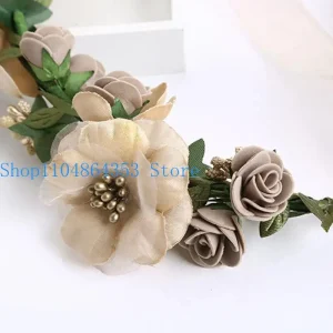 652f Boho Flower Hair Garland Crown Band Band avec ruban Fashion Femmes Floral Couronne cheveux pour les photos fête