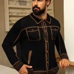 Cardigan ouvert confortable pour hommes, tricot décontracté avec fausse poche, pull à la mode, automne hiver Cardigan ouvert confortable pour hommes, tricot décontracté avec fausse poche, pull à la mode, automne hiver