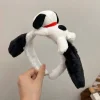 snoopy mignon bandeau anime fille bandeau en peluche queue de cheval tressé bandeau élastique chapeaux enfants cheveux accessoires cadeaux
