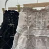 jupe élégante en dentelle pour femmes, style japonais, doux, kawaii, y2k, lolita, design rétro, bandage, chic, vêtements populaires coréens