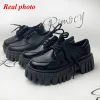 rimocy chaussures oxford à plateforme en cuir verni pour femmes, appartements à lacets décontractés, chaussures épaisses noires, printemps, 2025