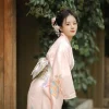 robe kimono rose japonaise, style tendresse, tenues de photo de voyage japonais, ensemble complet, saison de printemps, imprimé fleur de cerisier pour femmes adultes